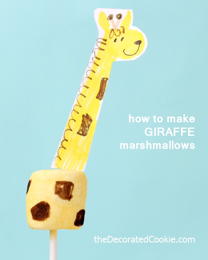 giraffe marshmallows with free printable 