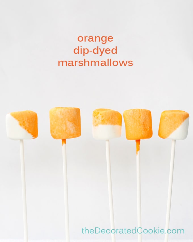 orange dip-dyed marshmallows