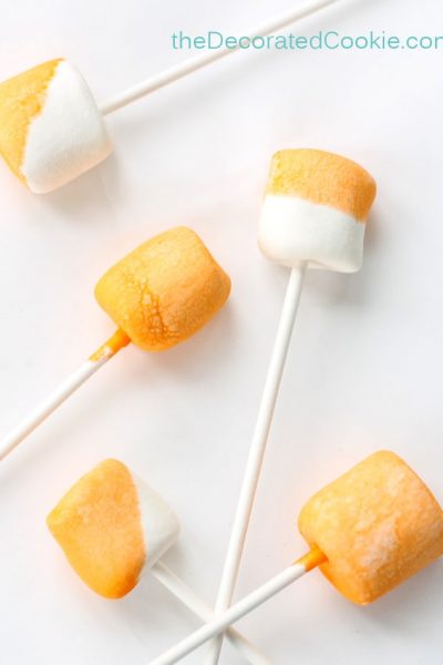 orange dip-dyed marshmallows