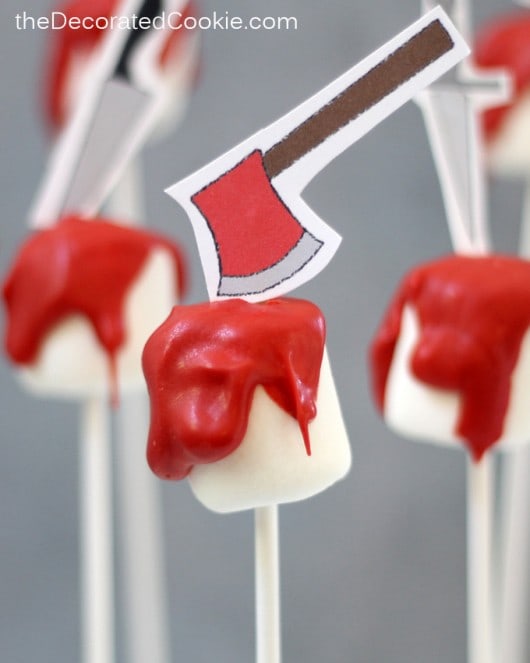 bloody Halloween marshmallows - FREE PRINTABLES with weapons