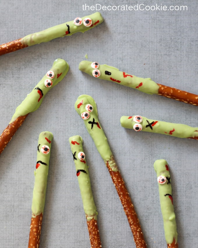 zombie pretzels for Halloween