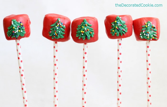 Christmas tree marshmallow pops 