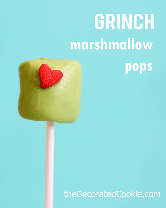 Grinch marshmallow pops 