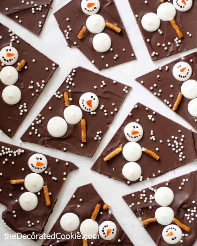 snowman chocolate bark