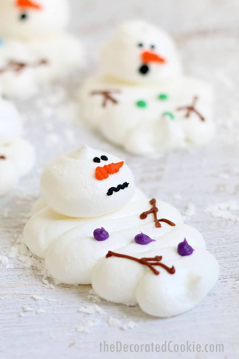 melting snowman meringues