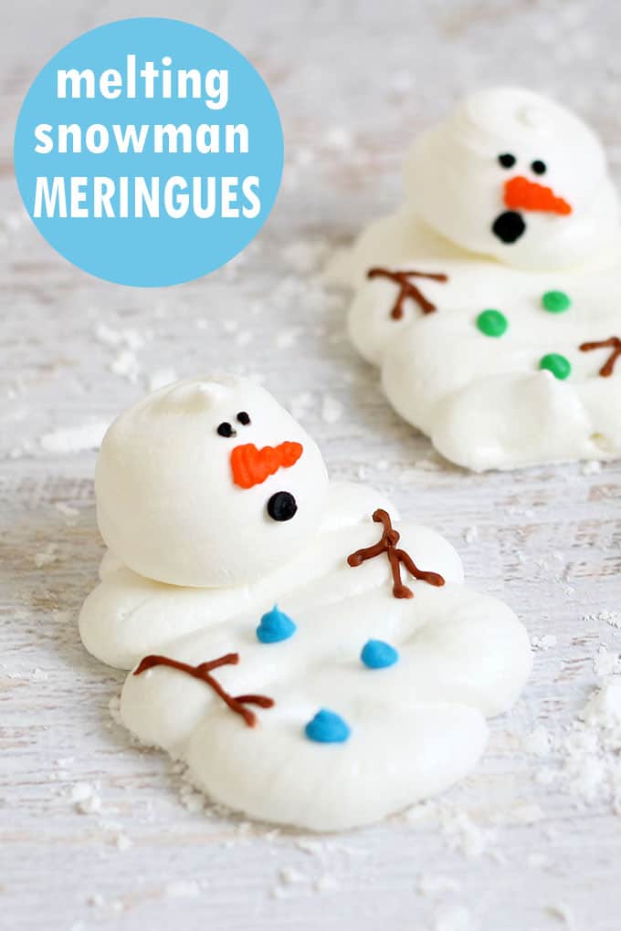 melting snowman meringues, a cute winter cookie idea