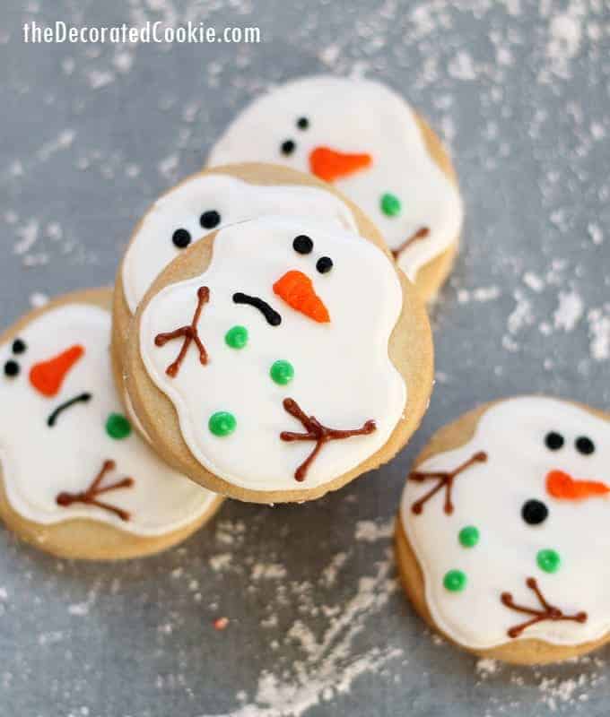 How to make and decorate easy melting snowman cookies, from the creator of the original melting snowman cookie, a now-traditional Christmas cookie.  #MeltedSnowmanCookies