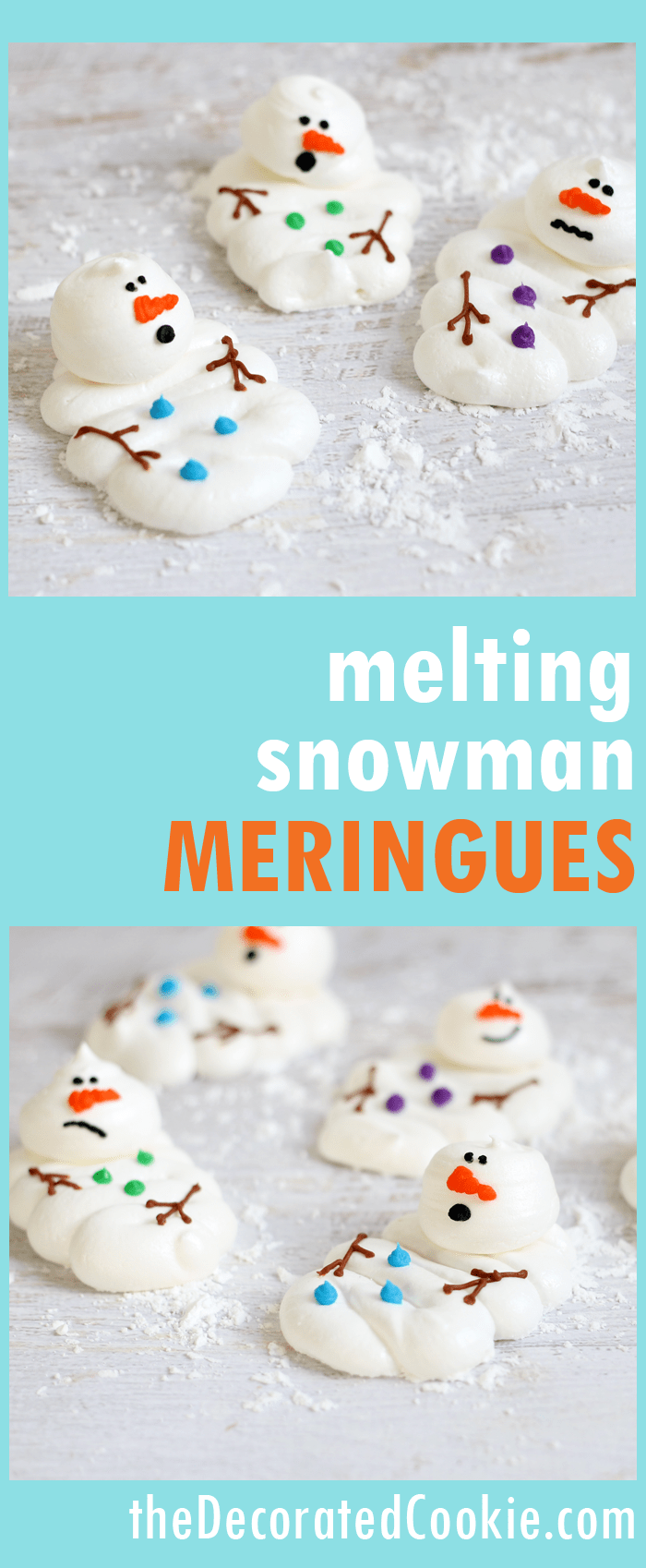 melting snowman meringues