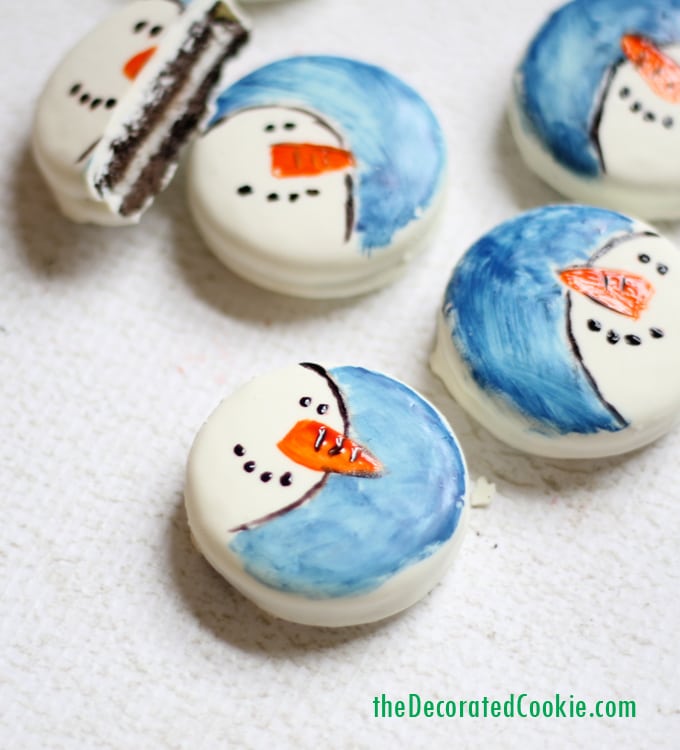 painted snowman Oreos 