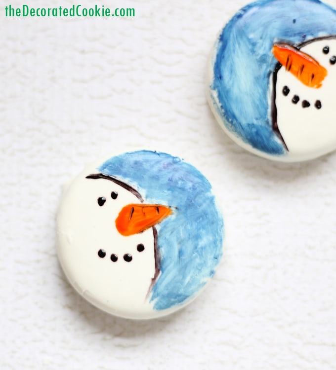 painted snowman Oreos 