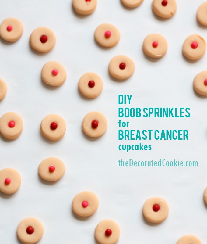 DIY boob sprinkles for breast cancer cupcakes 