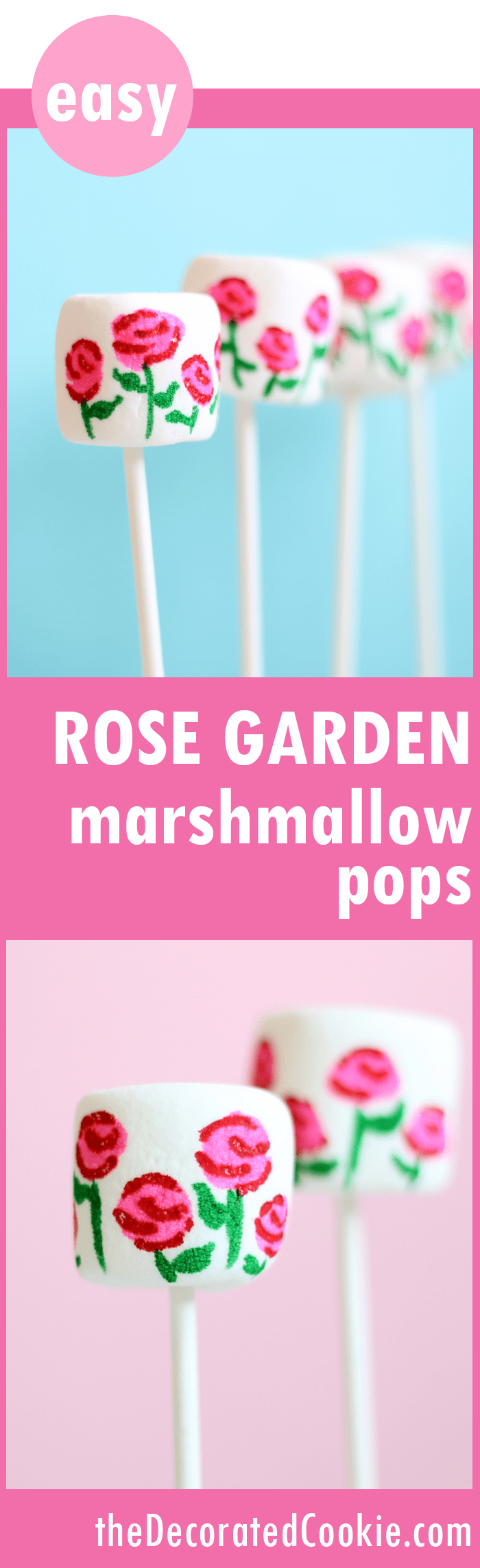 easy rose garden marshmallow pops, a Valentine's Day treat 
