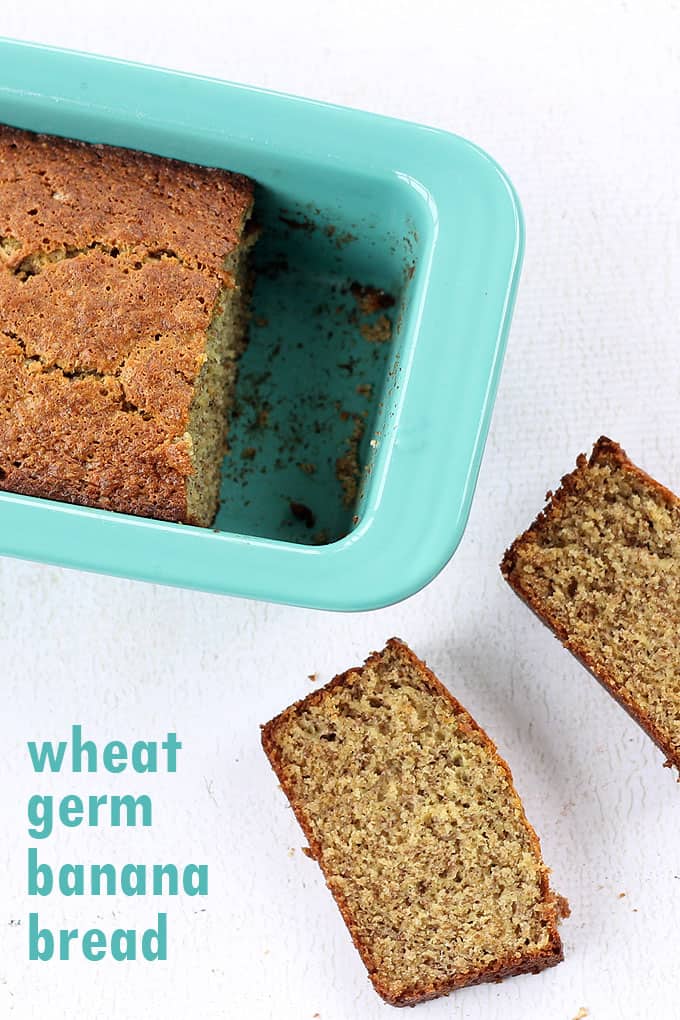 HEALTHY BANANA BREAD RECIPE with wheat germ and flax seed, my go-to never-fail recipe with hidden vitamins. Kid-friendly.