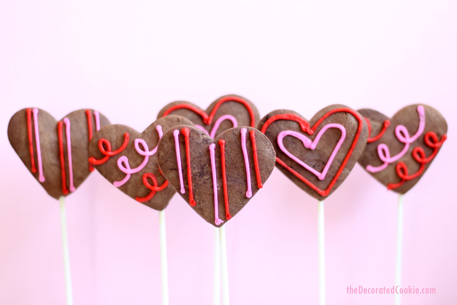 chocolate heart cookie pops 