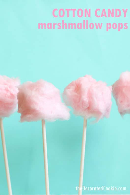 cotton candy marshmallow pops -- fun treat for Valentine's Day