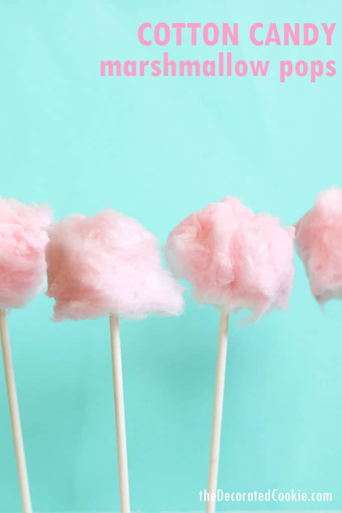 cotton candy marshmallow pops -- fun treat for Valentine's Day