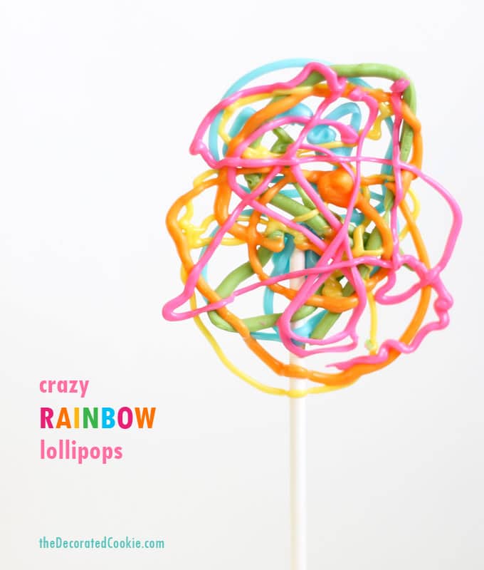easy crazy rainbow lollipops 