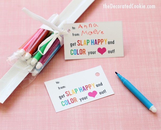 color-your-own slap bracelet Valentine's Day cards for kids' 