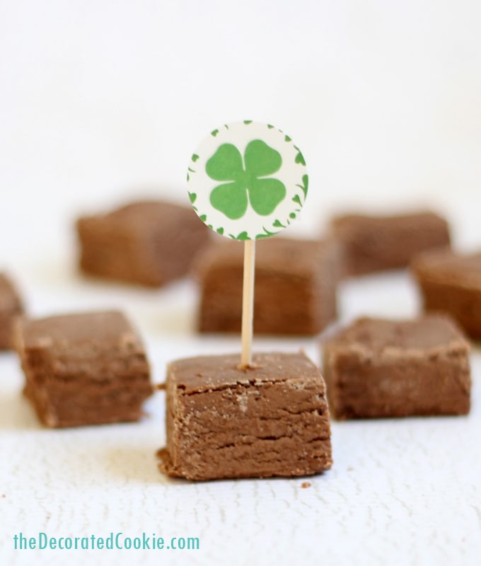 boozy fudge: 3-ingredient Baileys Irish Cream fudge shots for St. Patrick's Day 