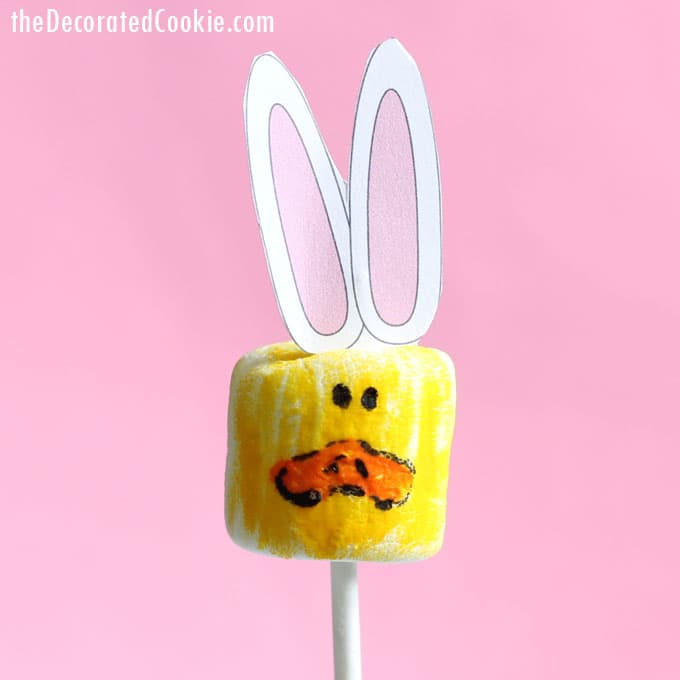 easy Easter bunny marshmallow pops with FREE printable