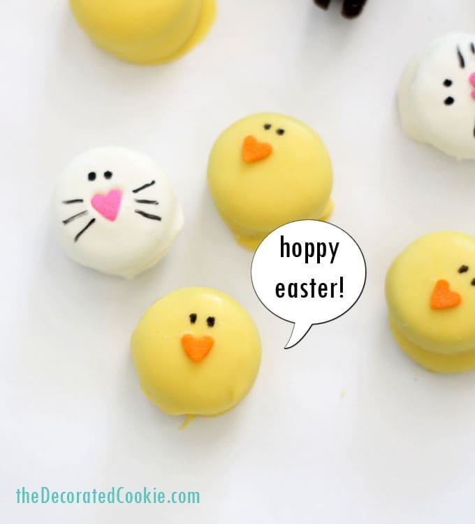 bunny and chick Oreo bites for Easter 