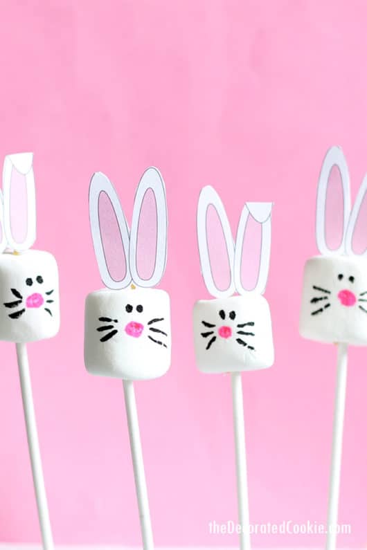 EASY Easter bunny marshmallows with free printable bunny ears.