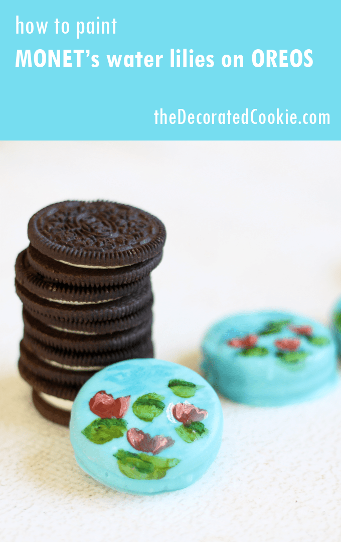 hand-painted Monet's water lilies on Oreos 