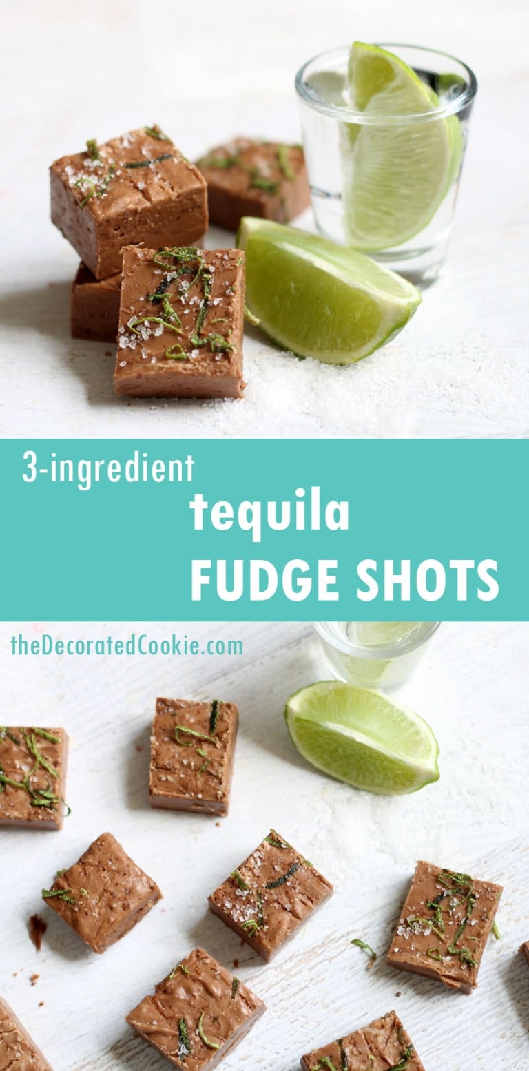 tequila boozy fudge, 3ingredient grownup fudge with salt and lime