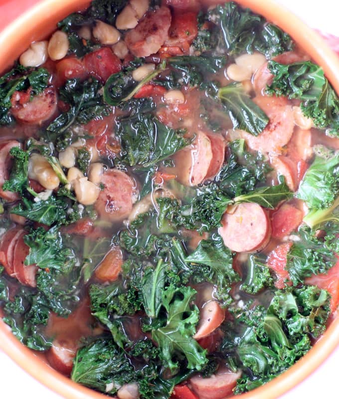 chicken apple sausage, white bean and kale SOUP, easy dinner 