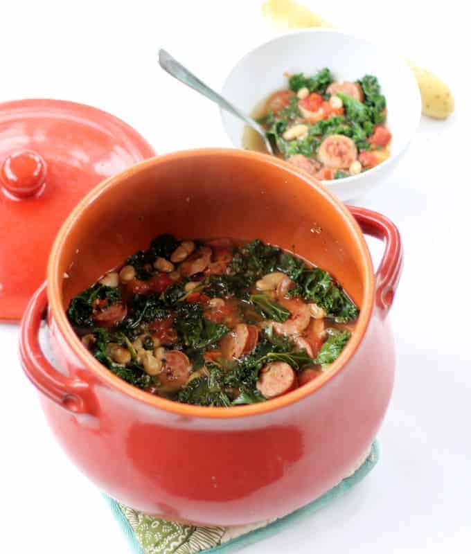 chicken apple sausage, white bean and kale SOUP, easy dinner 