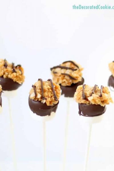 Girl Scout cookies Samoa marshmallow pops