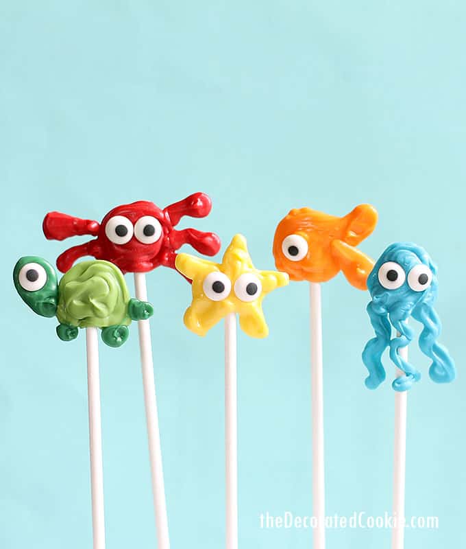 How to make chocolate sea animal candy pops, with video
