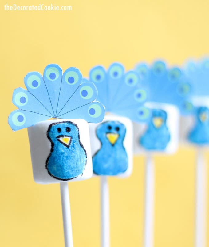 peacock marshmallows with free printable 