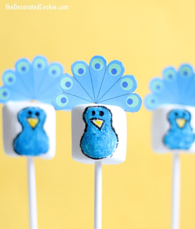 peacock marshmallows with free printable