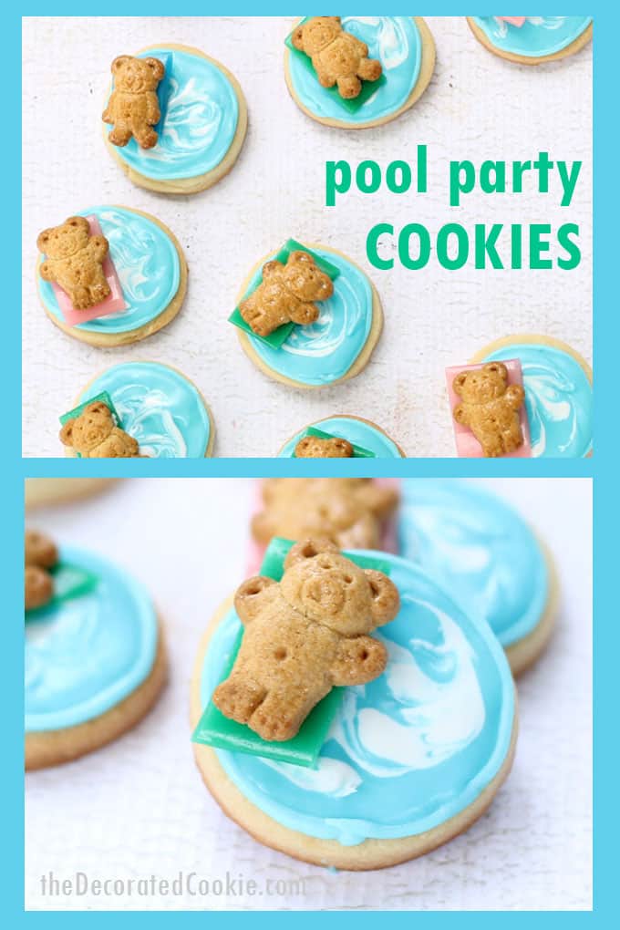 How to decorate easy pool party cookies for a fun summer dessert idea. #Summer #PoolParty #CookieDecorating #cookies 