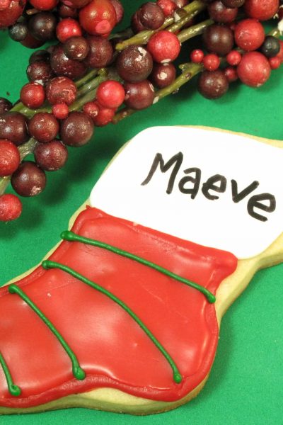 personalized Christmas stocking cookies
