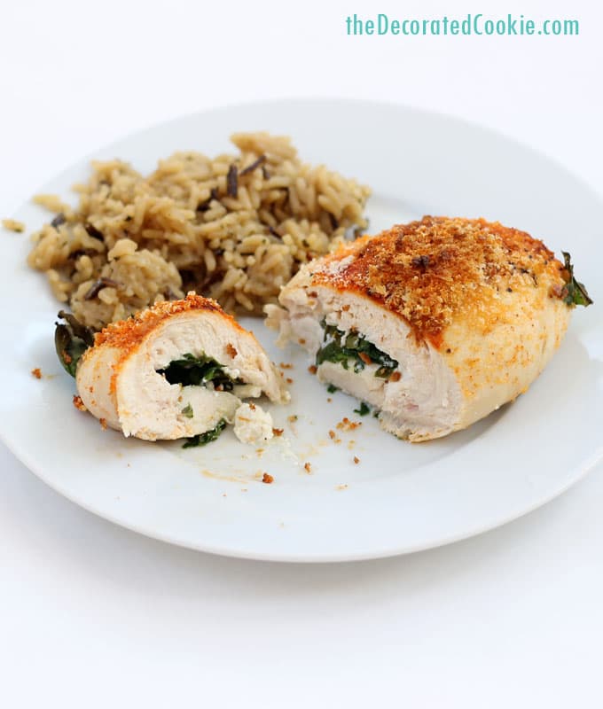 easy dinner: spinach and goat cheese stuffed chicken