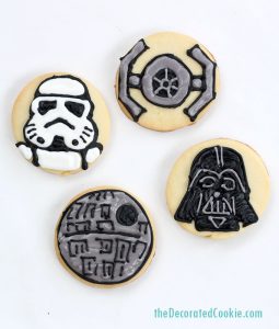 How to make and decorate Star Wars cookies on simple circles.