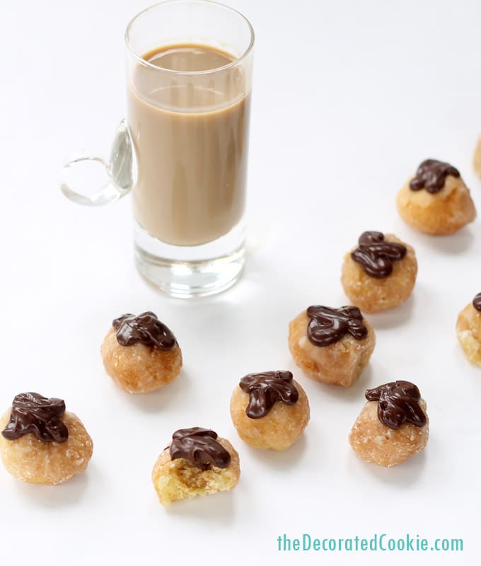 booze-filled donut holes - Irish Cream liquor filled donut holes for brunch 