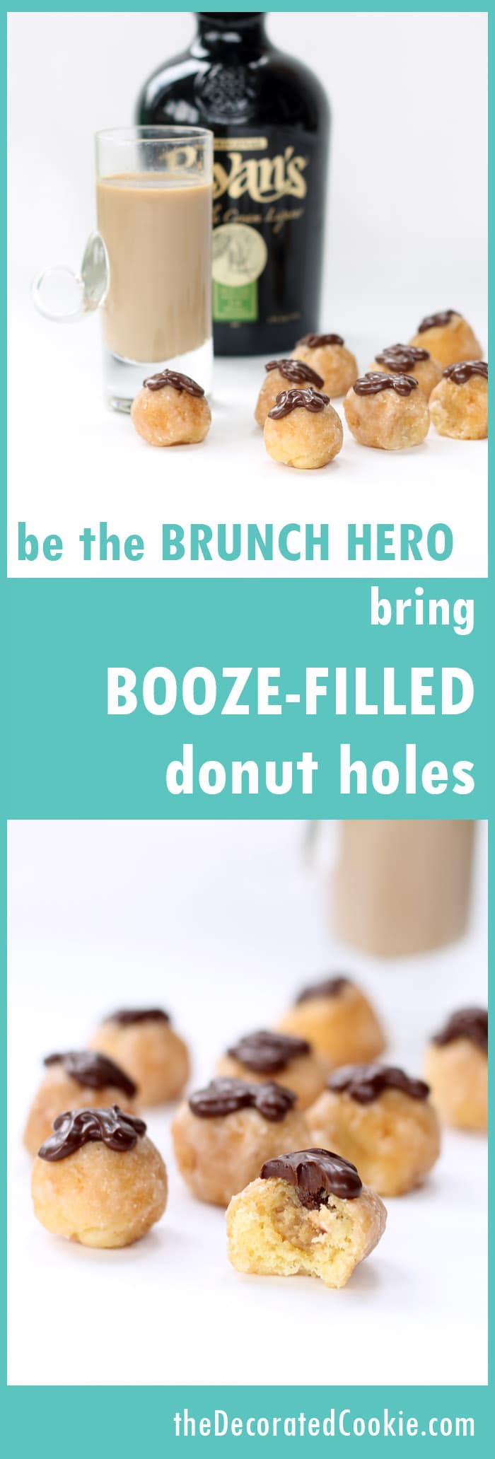 booze-filled donut holes - Irish Cream liquor filled donut holes for brunch 