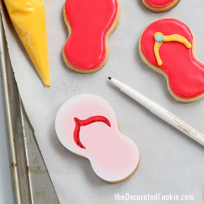 flip flop cookies for summer using Sweet Sugarbelle's cutter collection 