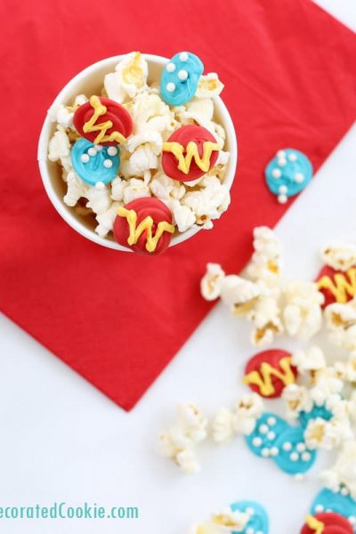 Wonder Woman popcorn -- Superhero party food ideas