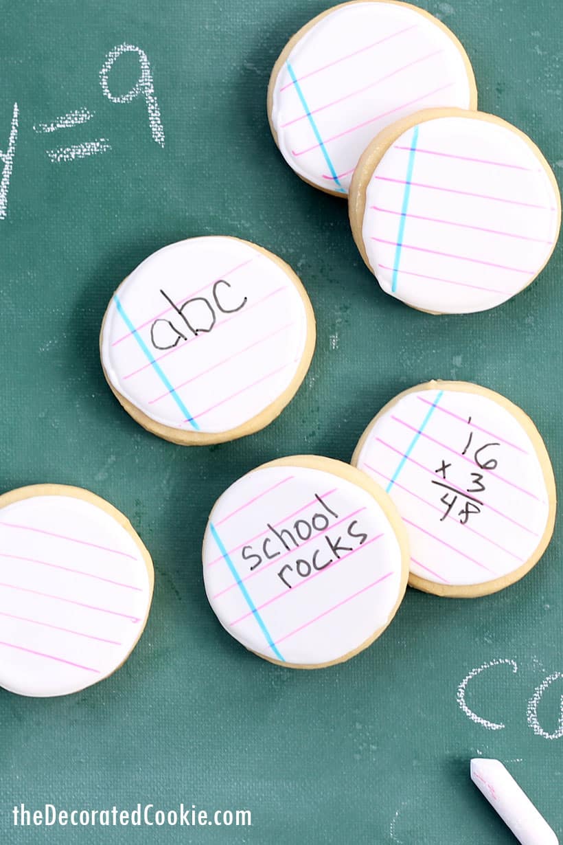 back to school cookies: Notebook cookies you can actually write on!