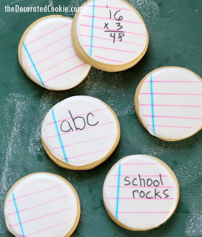 back to school notebook cookies kids can write on themselves