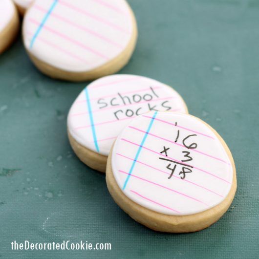 back to school cookies: Notebook cookies you can actually write on!