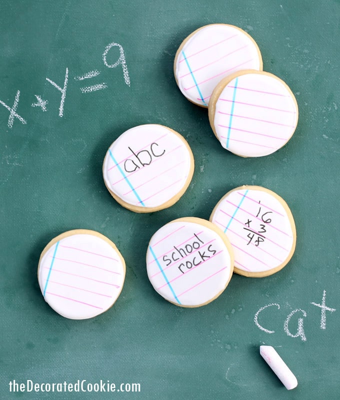 back to school notebook cookies kids can write on themselves