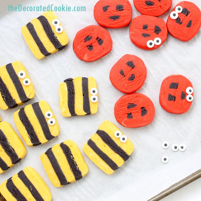 ladybug and bumble bee slice and bake cookies