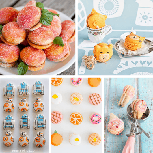 roundup of cute macarons -- fun food ideas using macarons.