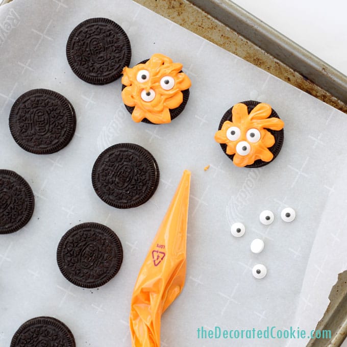 monster Oreo cookies for Halloween by theDecoratedCookie.com 