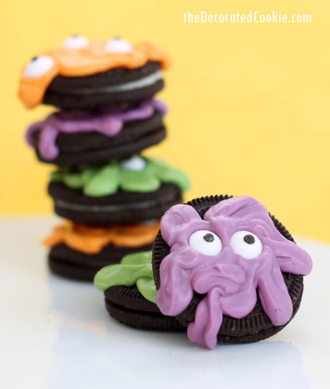 monster Oreo cookies for Halloween by theDecoratedCookie.com 